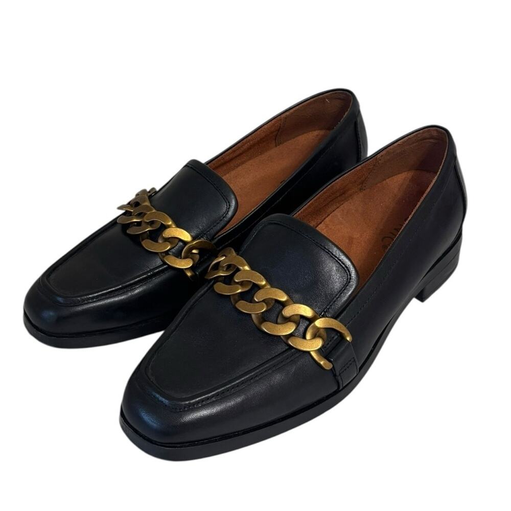 Vionic Black Loafers with Gold Chain